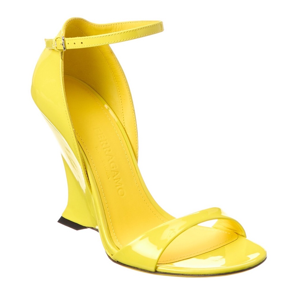 Ferragamo Vidette Patent sandal in yellow